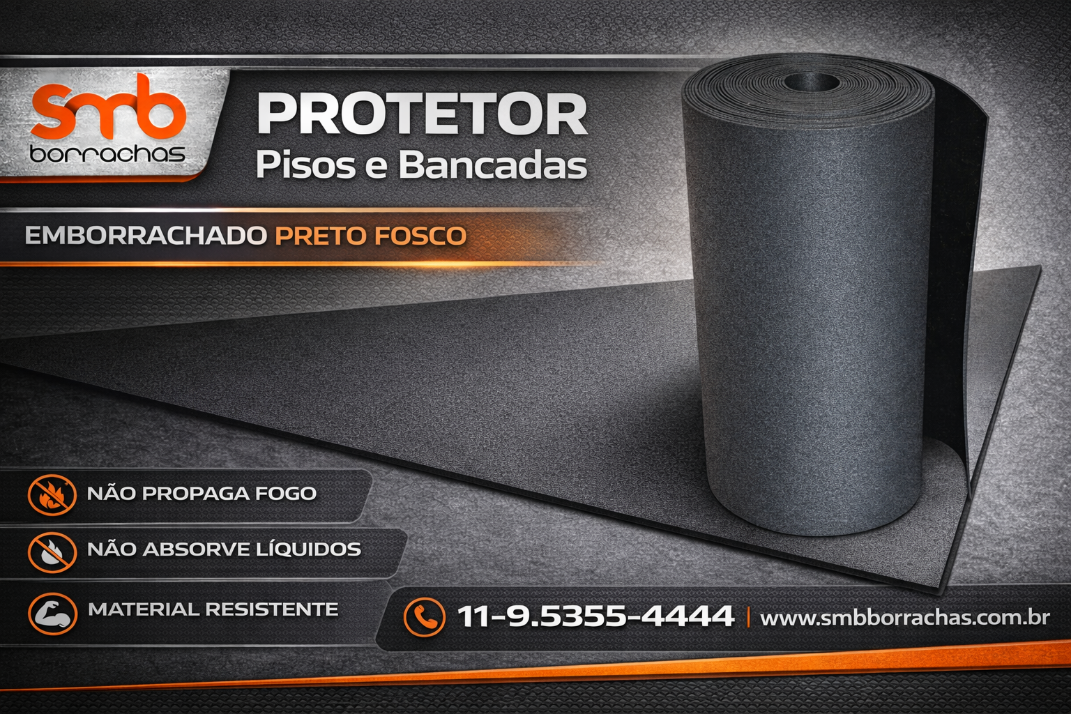 Protetor Bancada Preto Fosco 3mm espessura