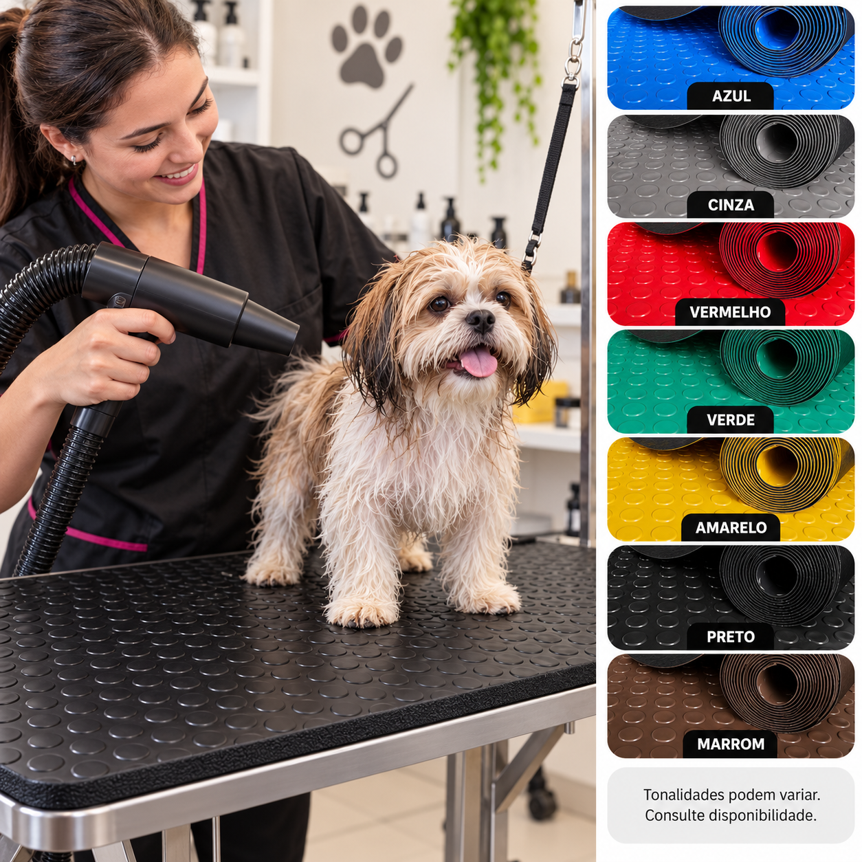Piso PET Pastilhado Colorido 2,8mmx1,20mtx10mts
