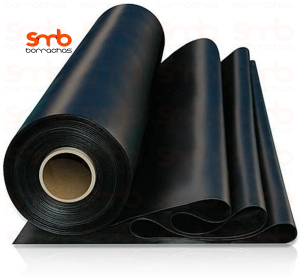 LENÇOL DE BORRACHA SBR PRETO LISO SEM LONA 2mm x 1mt x 20mts